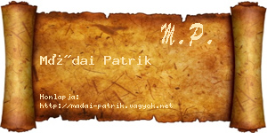 Mádai Patrik névjegykártya